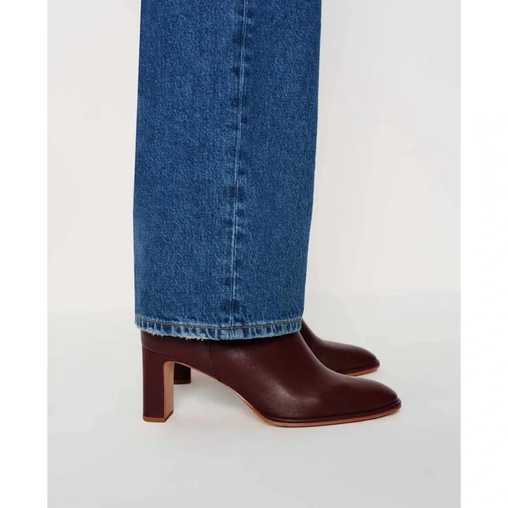 New Reformation Gillian Leather Ankle Boots Ruby Red 8.5